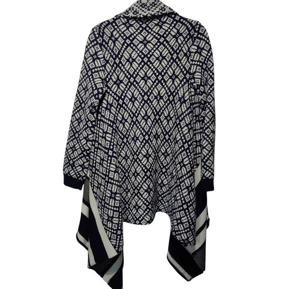 Cupcakes and Cashmere Sz XS Navy Blue Grey Waterfall Sweater Nordic Wool Blend - Picture 7 of 7